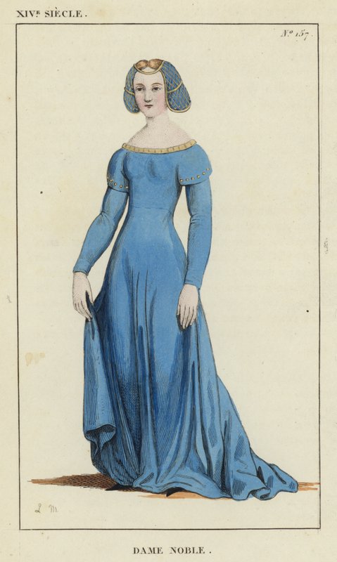 XIV Siecle, Dame Noble (barevná rytina) od French School