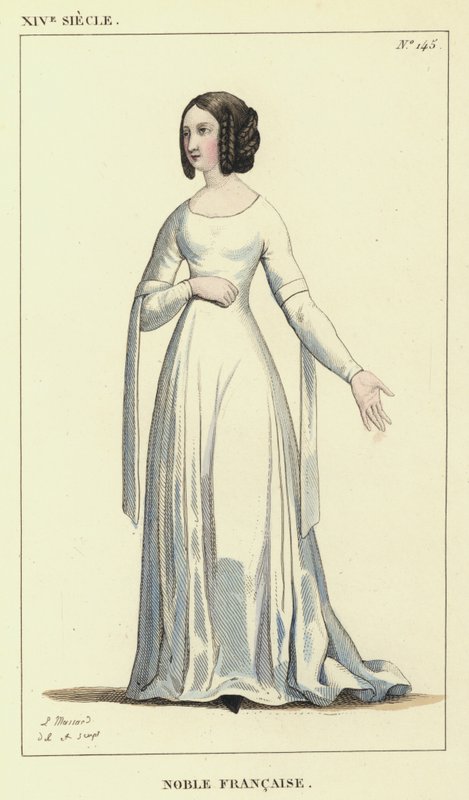 XIV Siecle, Noble Francaise (barevná rytina) od French School