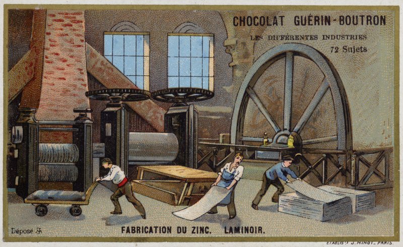 Výroba zinku. váleček (chromolitho) od French School