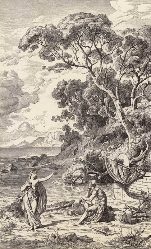Odysseus a Kalypsó (rytina) od Friedrich the Elder Preller