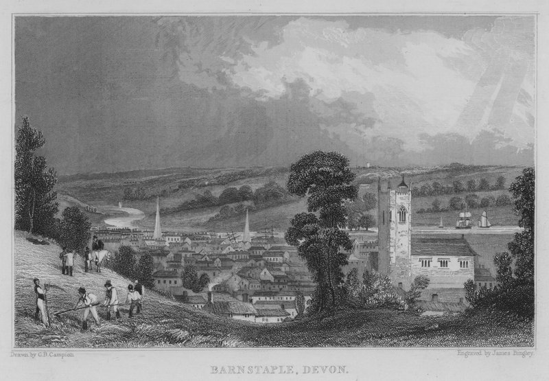 Barnstaple, Devon (rytina) od George Bryant Campion