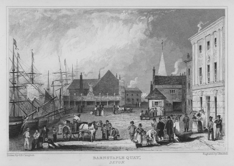 Barnstaple Quay, Devon (rytina) od George Bryant Campion