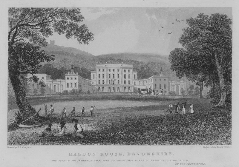 Haldon House, Devonshire (rytina) od George Bryant Campion