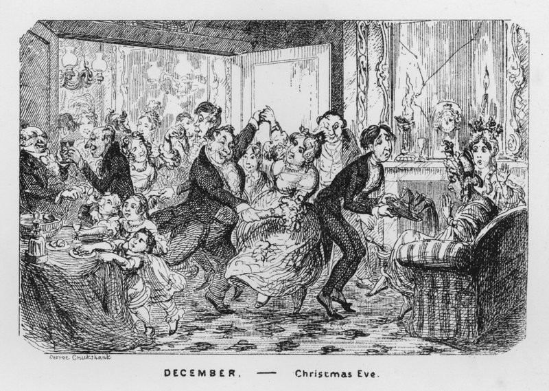 prosinec, Štědrý den (rytina) od George Cruikshank