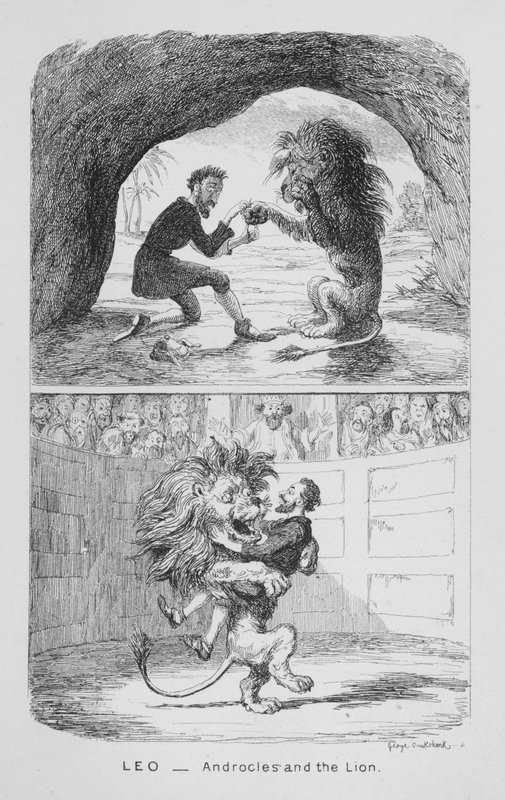 Lev, Androklés a lev od George Cruikshank