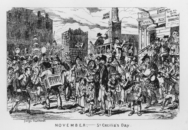 Listopad, Den svaté Cecílie (rytina) od George Cruikshank