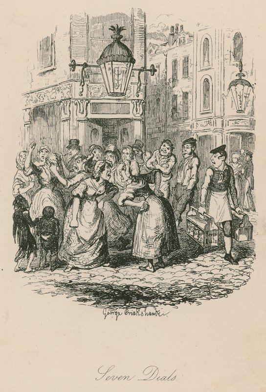 Seven Dials, Londýn od George Cruikshank