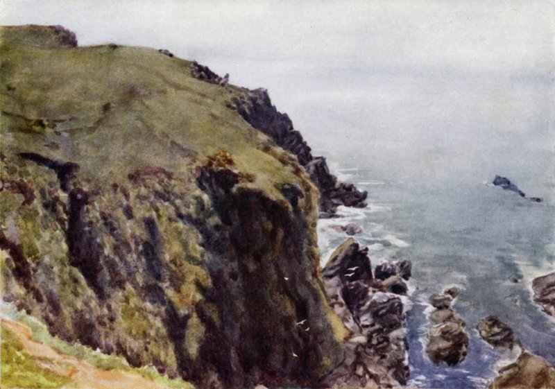Caerthilian Cove (barevné litho) od George Franck Nicholls