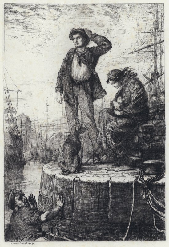 Emigranti v Liverpoolu (lept) od George Percy Jacomb Hood