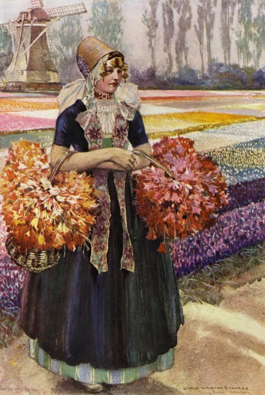 Tulipánové pole (barevné lito) od George Wharton Edwards