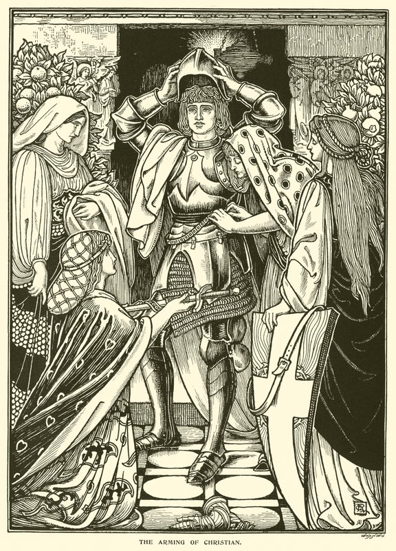 The Arming of Christian (rytina) od George Woolliscroft Rhead