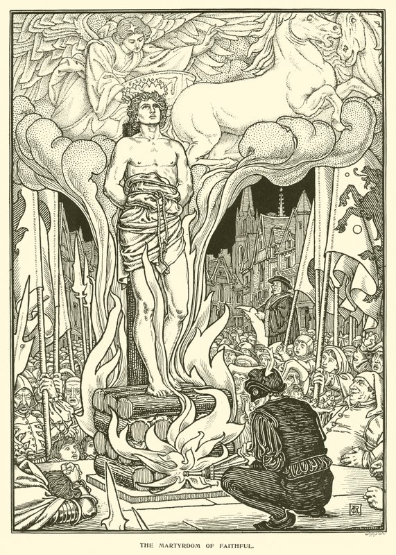 Mučednictví věrných (rytina) od George Woolliscroft Rhead