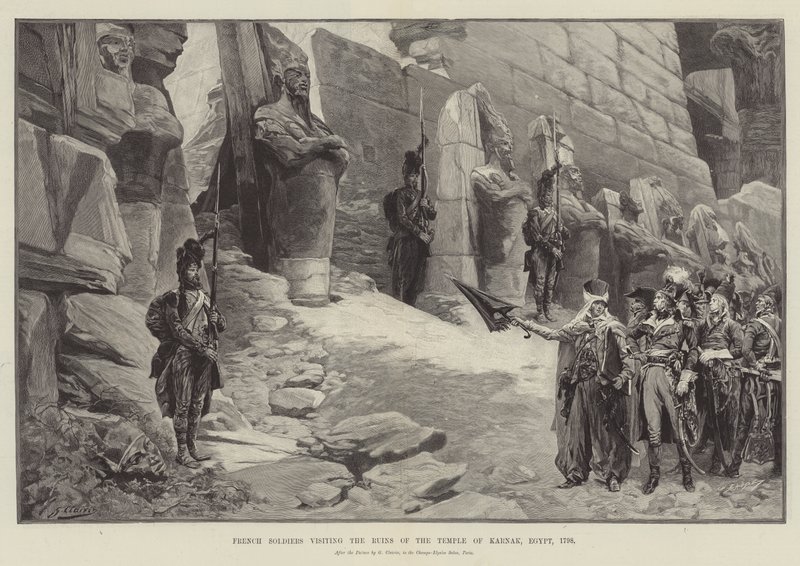 Francouzští vojáci navštěvující ruiny chrámu v Karnaku, Egypt, 1798 od Georges Clairin