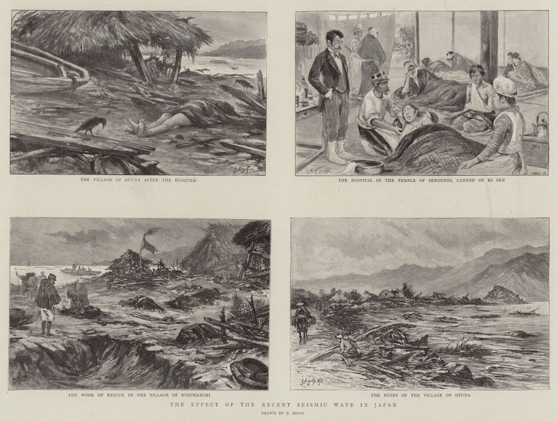 Vliv nedávné seismické vlny v Japonsku od Georges Ferdinand Bigot