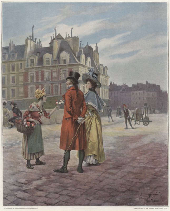 Prodavač květin v Pont-Neuf od Georges Jules Auguste Cain