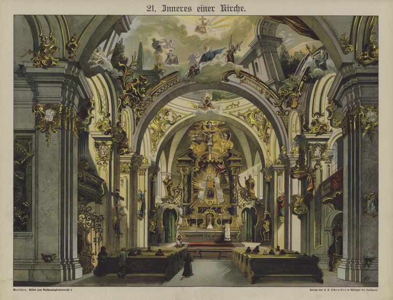 Interiér kostela (barva lito) od German School