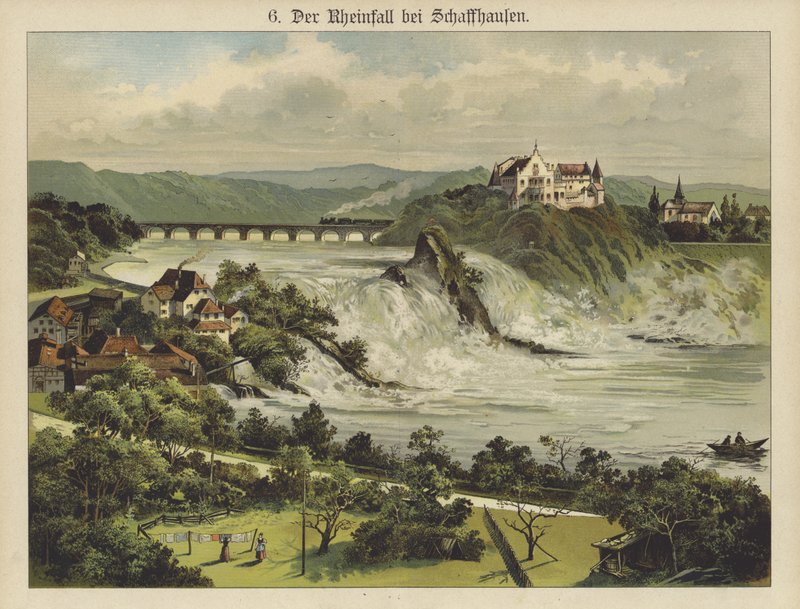 Rýnské vodopády poblíž Schaffhausen (barevné lito) od German School