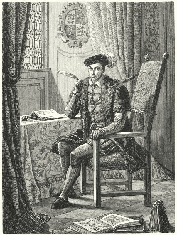 Edward VI, král Anglie (rytina) od German School