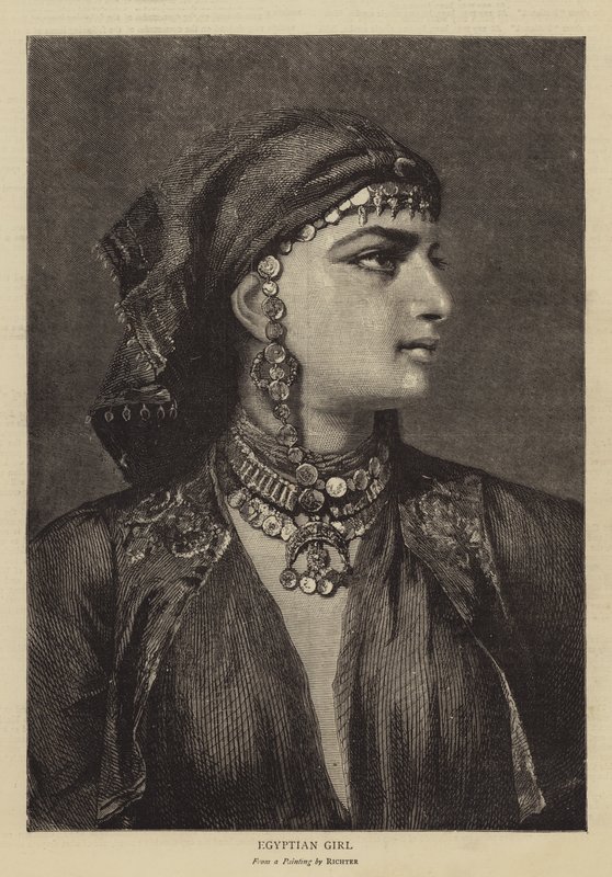 Egyptská dívka (rytina) od German School