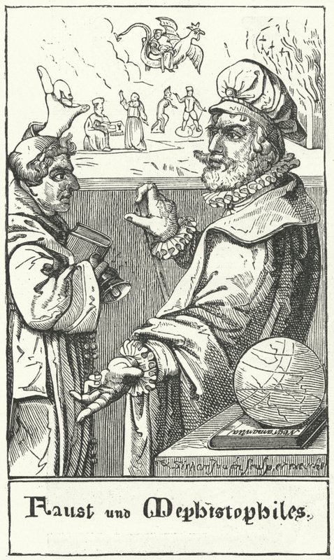 Faust a Mefistofeles (rytina) od German School