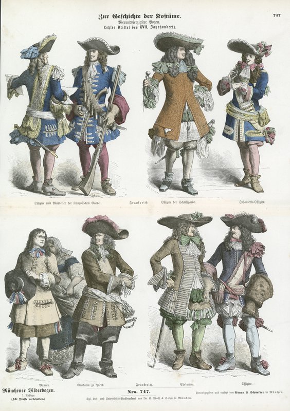 Francouzské kostýmy, konec 17. století od German School