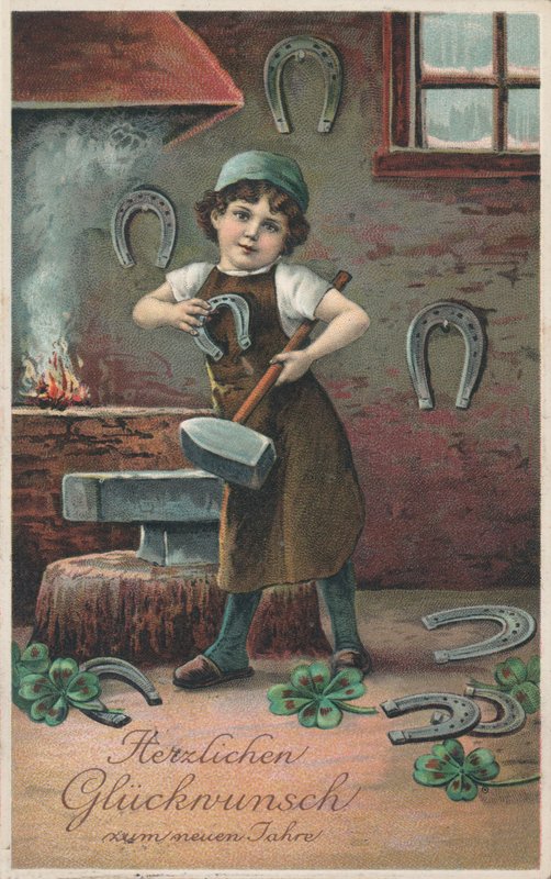 Saksalainen uudenvuoden kortti (väri litho) od German School