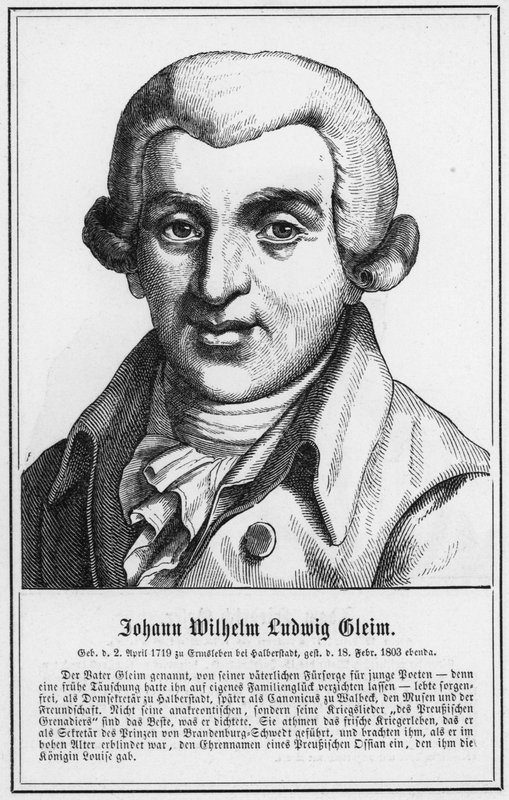 Johann Wilhelm Ludwig Gleim (rytina) od German School