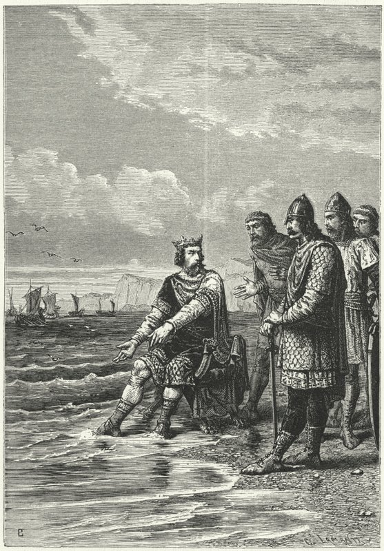 Král Canute a vlny (rytina) od German School