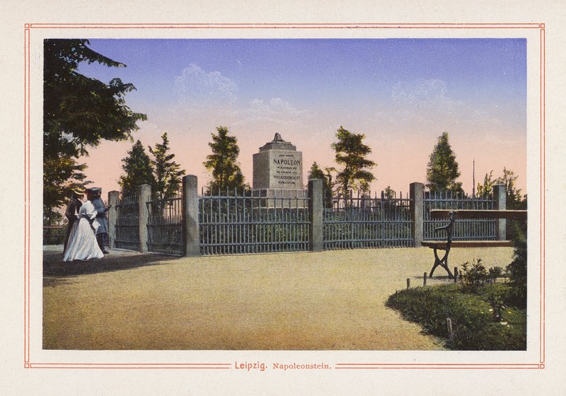 Lipsko, Napoleonstein (barevná litografie) od German School