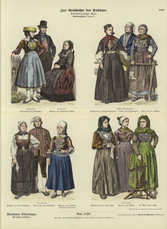 Severoněmecké kostýmy, konec 19. století od German School