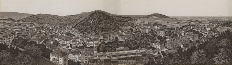 Panorama Karlových Varů (litho) od German School