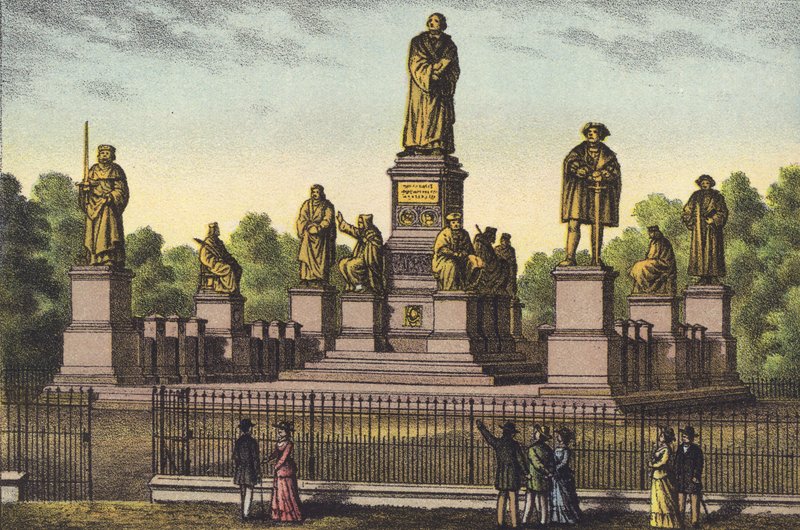 Lutherův pomník ve Wormsu (chromolitho) od German School