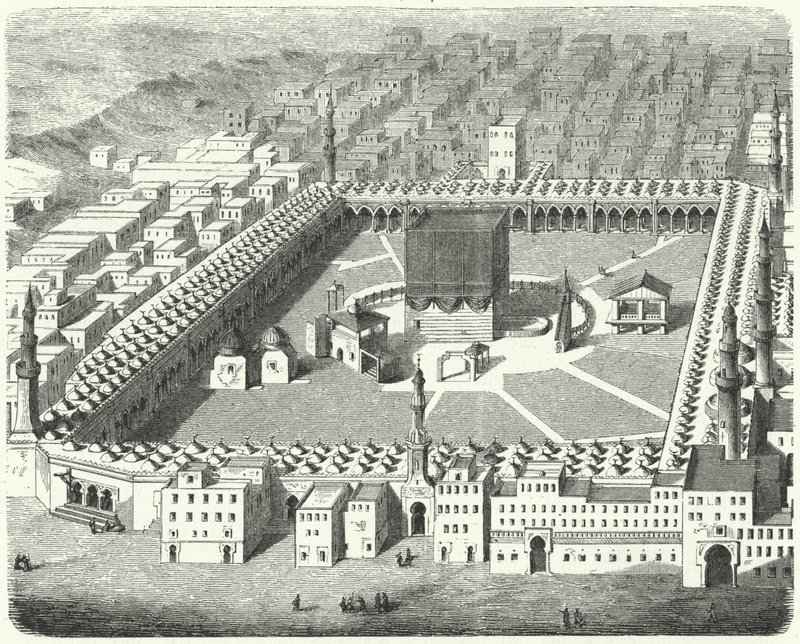 Pohled na Kaaba, Mekka (rytina) od German School