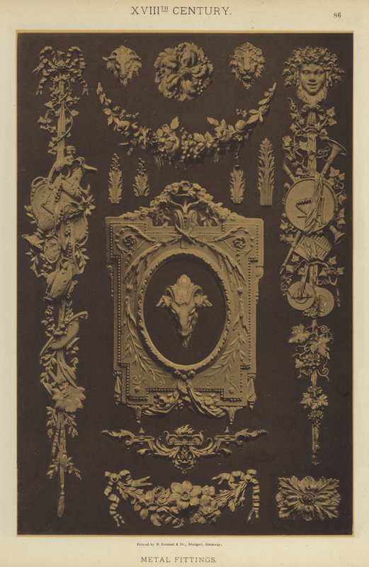 XVIII. století, Kovové kování (barva lito) od German School