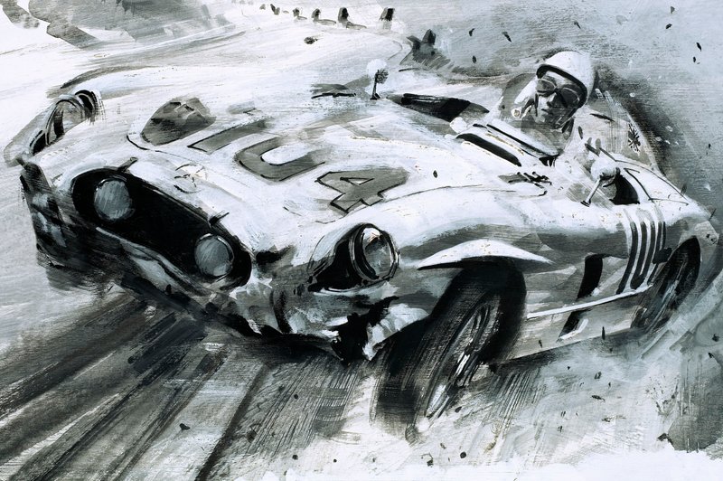 Stirling Moss (kvaš na papíře) od Graham Coton