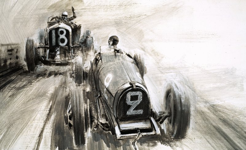 Tim Birkin za volantem v Brooklands od Graham Coton