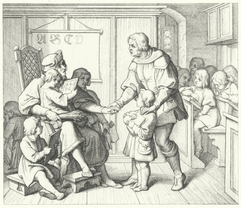 Martin Luther ve škole (rytina) od Gustav Ferdinand Leopold Konig