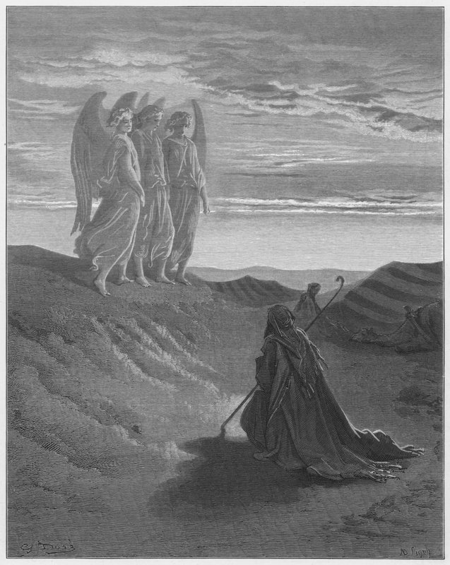 Gustave Dore Bible: Abraham a tři andělé od Gustave Dore