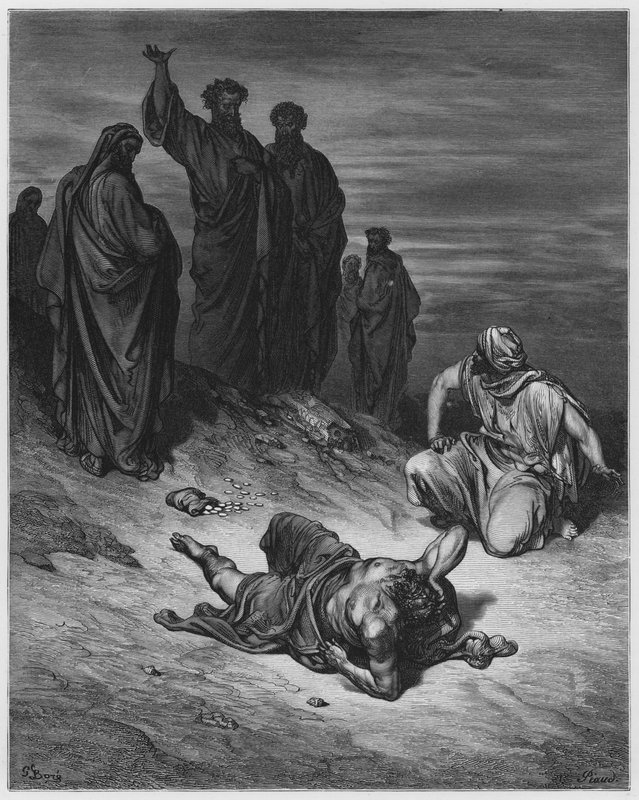 Gustave Dore Bible: Smrt Ananiáše od Gustave Dore