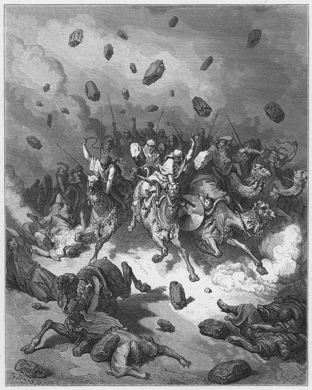 Gustave Dore Bible: Zničení armády Amorejců od Gustave Dore