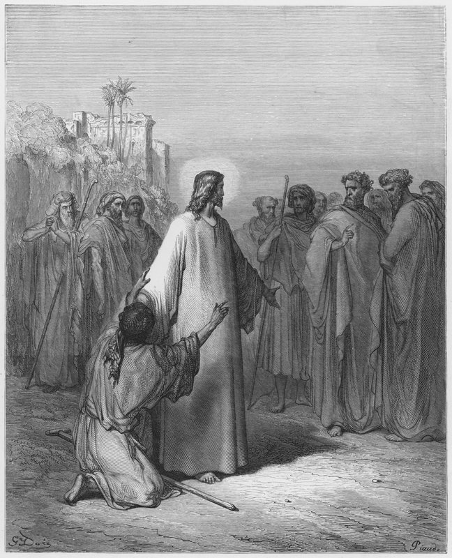 Gustave Dore Bible: Ježíš uzdravuje muže posedlého ďáblem od Gustave Dore