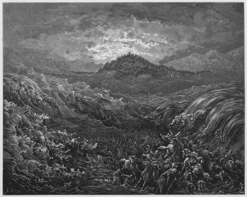 Gustave Dore Bible: Egypťané se utopili v Rudém moři od Gustave Dore