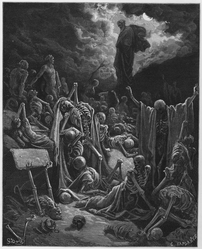 Gustave Dore Bible: Vize údolí suchých kostí od Gustave Dore