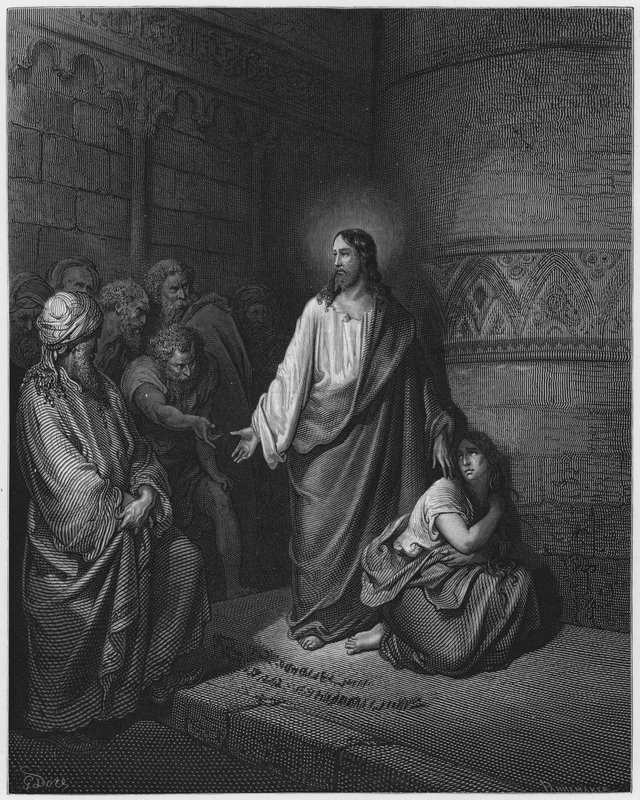 Gustave Dore Bible: Žena přistižená při cizoložství od Gustave Dore