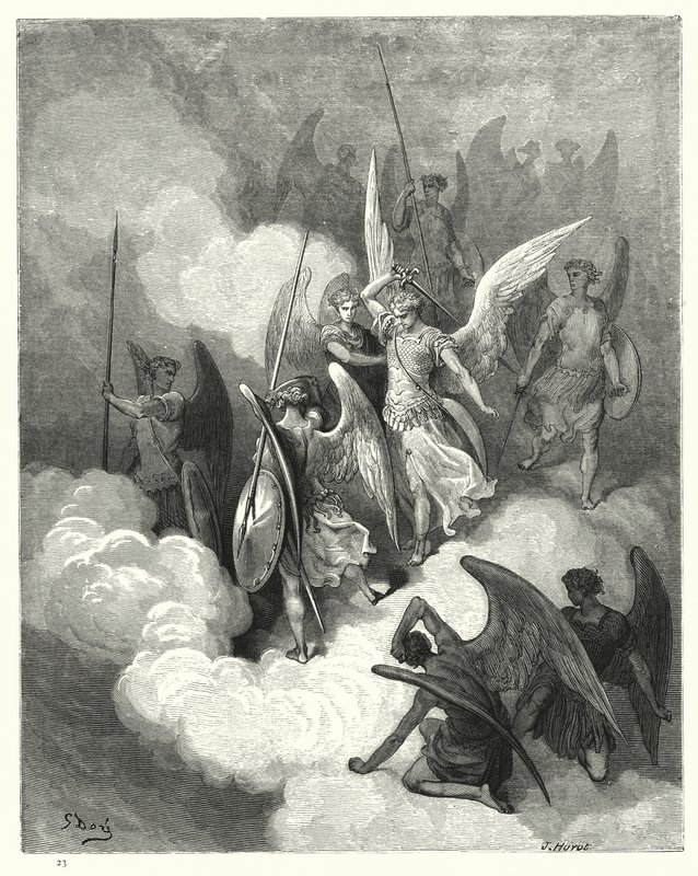 Ilustrace Gustave Dore pro Miltons Paradise Lost, kniha VI, řádek 188 od Gustave Dore