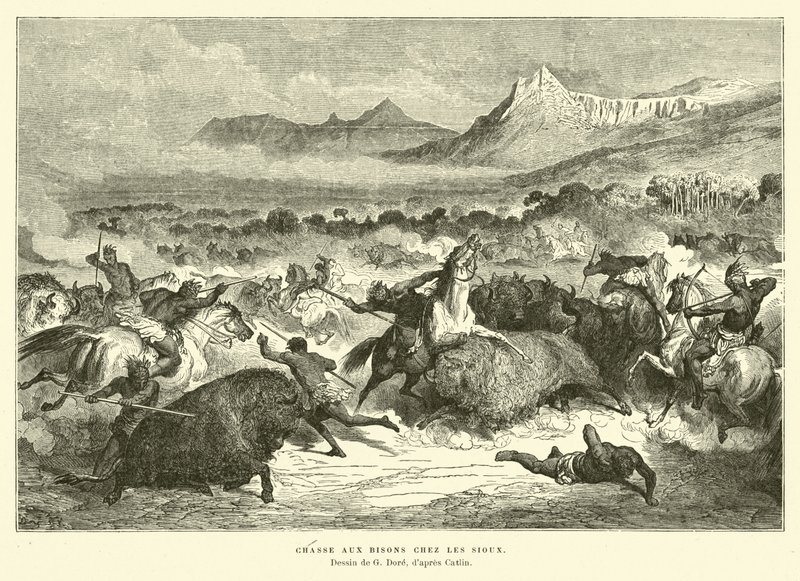 Siouxové loví buvoly od Gustave Dore