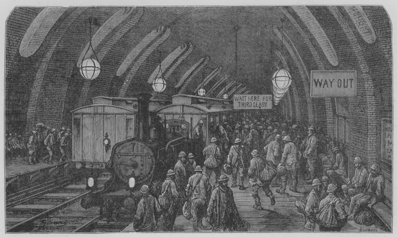 Železniční stanice ve městě od Gustave after Dore