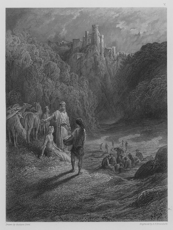 Geraint a Enid na louce od Gustave after Dore