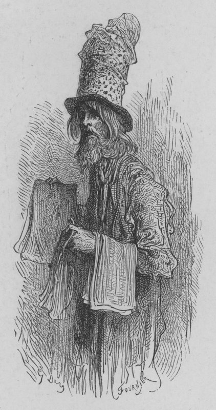 Papír obchodník chytat mouchy od Gustave after Dore