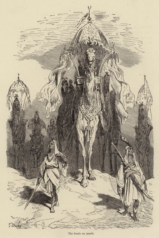 Houris na velbloudech od Gustave after Dore